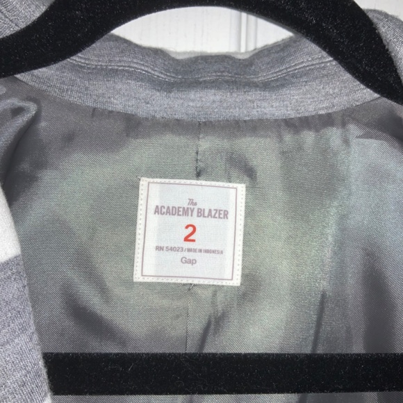The Academy Blazer heather gray stripe Sz 2 decorative buttons double button - Picture 3 of 6